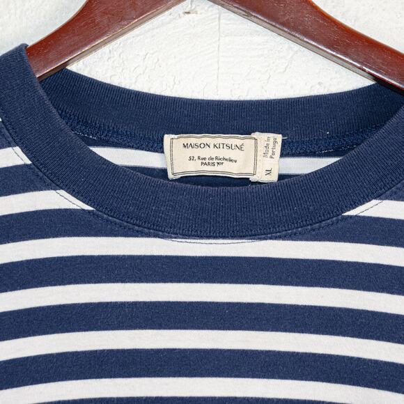 Men's Navy Striped Long Sleeve Shirt - Picture 4 of 8